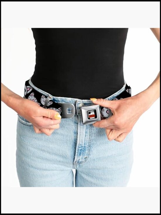 Sequin Embellished Seatbelt Style Buckle Belt 1.5\